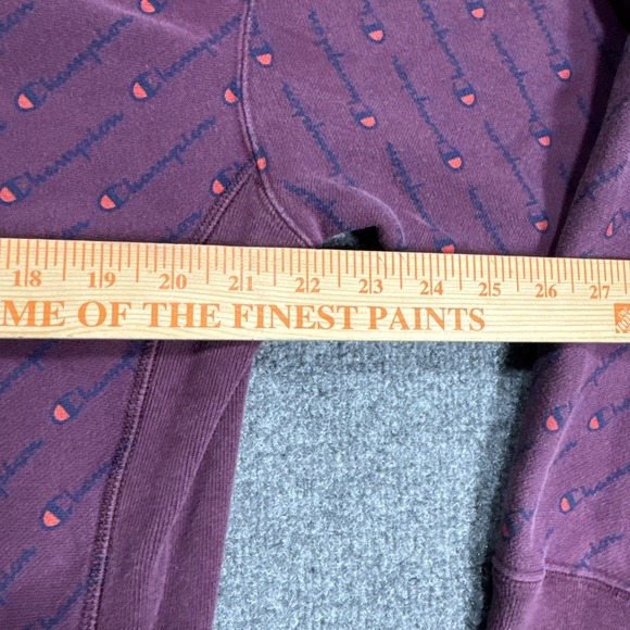 Champion Hoodie Adult Large Maroon Reverse Weave All Over‎ Print Logo Sweatshirt - Picture 4 of 5